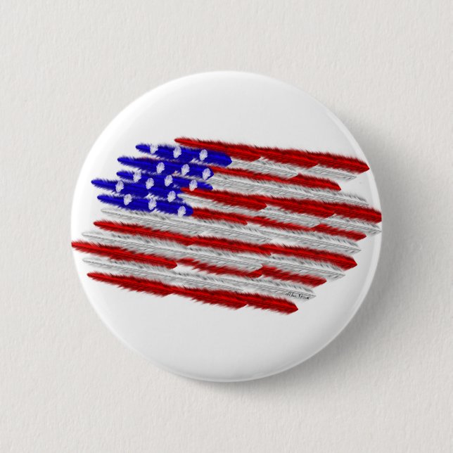 US Flag  in Feathers 2 Inch Round Button (Front)
