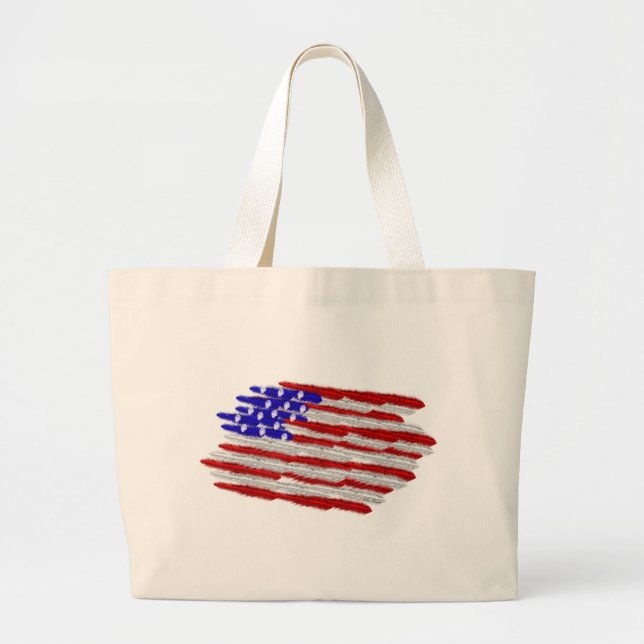 US Flag  in Feathers Large Tote Bag (Front)