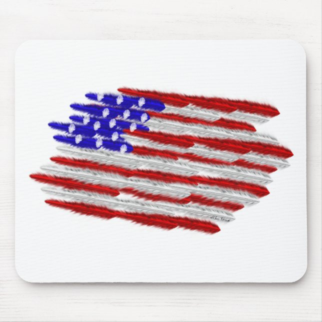 US Flag  in Feathers Mouse Pad (Front)