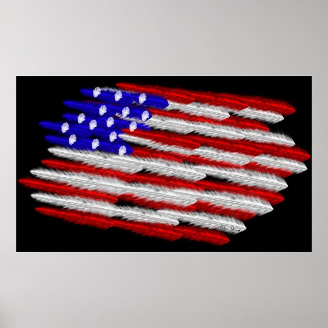 US Flag in Feathers Print (Front)