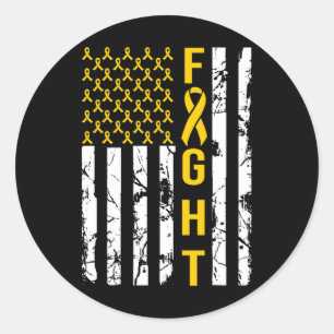 Us Flag In September We Wear Gold Childhood Cancer Classic Round Sticker