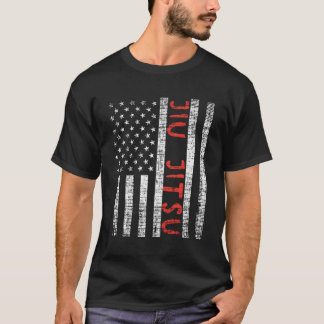 Us Flag Jiu Jitsu Patriotic Bjj Sports Martial Art T-Shirt