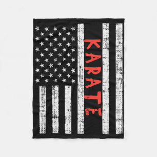 Us Flag Karate Vintage Patriotic Martial Arts Amer Fleece Blanket