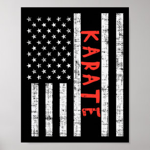 Us Flag Karate Vintage Patriotic Martial Arts Amer Poster