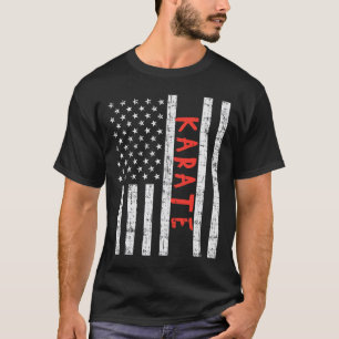 Us Flag Karate Vintage Patriotic Martial Arts Amer T-Shirt