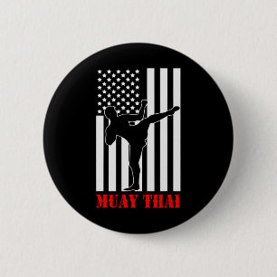 Us Flag Kickboxing Martial Arts Fighter Muay Thai  2 Inch Round Button