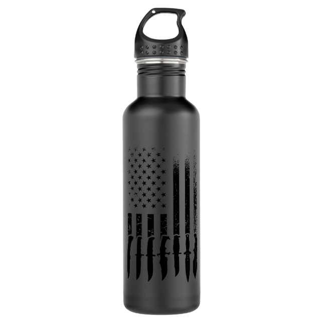 US Flag Knife Enthusiast Knife Collection  710 Ml Water Bottle (Front)