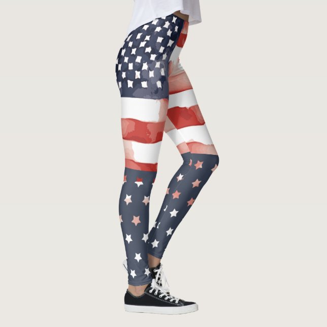 US Flag Leggings with Star-Spangled lower (Right)