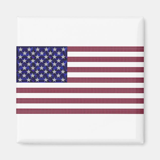 US Flag made with Gemstones Magnet (Front)