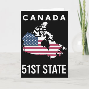 Us Flag Map Canada 51st State  Card