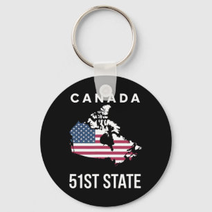 Us Flag Map Canada 51st State Keychain
