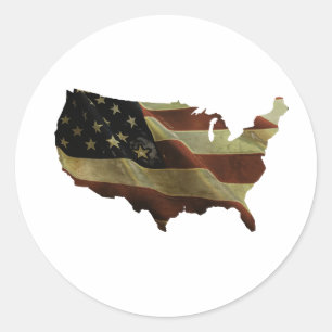 US flag/map gifts, add your background colour Classic Round Sticker