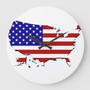 US Flag Map Large Clock