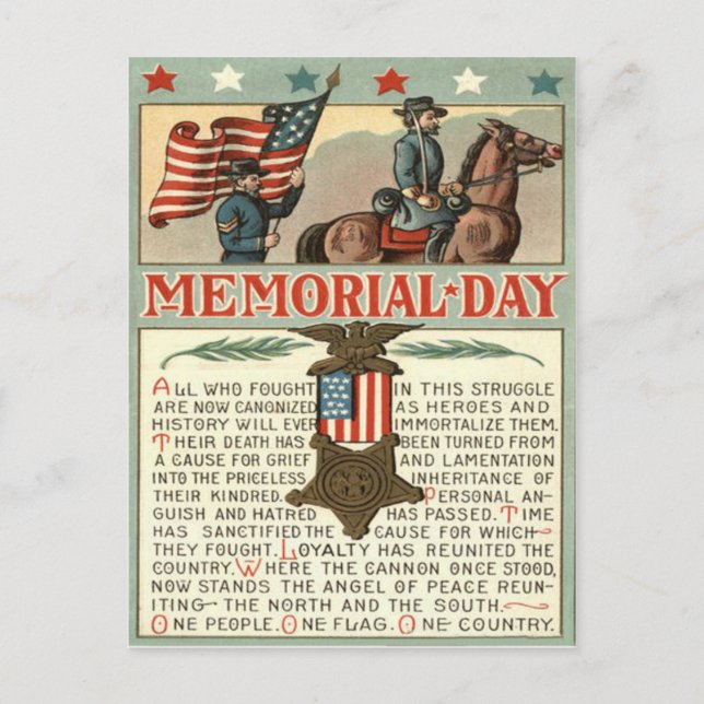 US Flag Medal March Union Soldier Cavalry Postcard (Front)