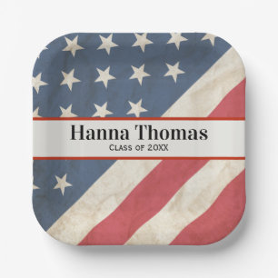 US Flag Military Patriotic Graduation Party Paper Plate