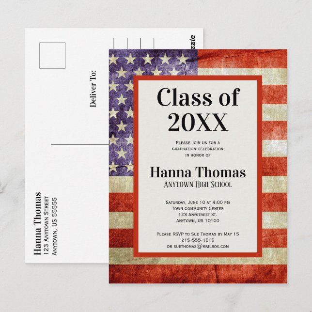 US Flag Military Patriotic Graduation Party Postcard (Front/Back)