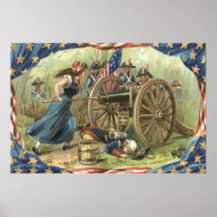 US Flag Molly Pitcher Cannon Poster