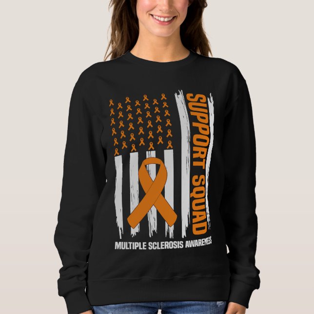 US Flag Multiple Sclerosis MS Awareness Supporter Sweatshirt (Front)
