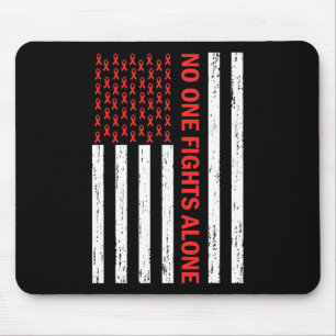 US Flag No Body Fights Alone Red Ribbon Awareness  Mouse Pad