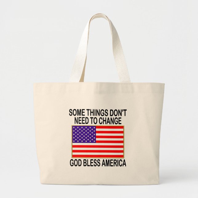 US Flag No Need For Change Large Tote Bag (Front)