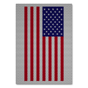 US Flag on Carbon Fiber Style Decor Table Number