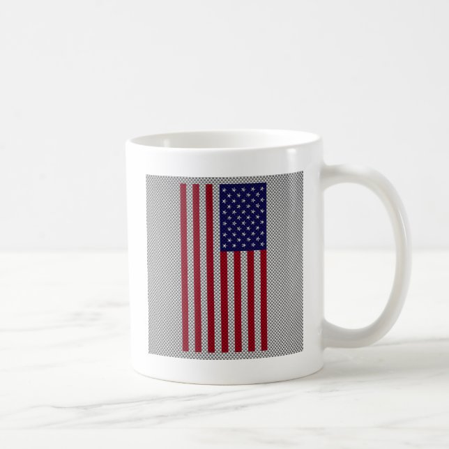 US Flag on Carbon Fibre Like Print Coffee Mug (Right)
