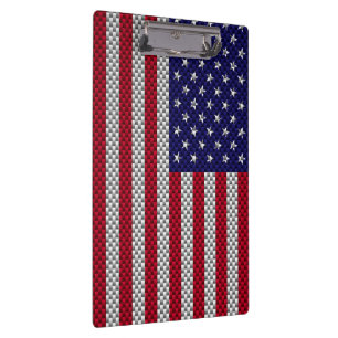 US Flag on Carbon Fibre Style Decor Clipboard