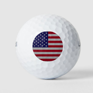 US Flag on Carbon Fibre Style Decor Print Golf Balls