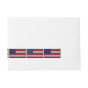 US Flag on Carbon Fibre Style Decor Wraparound Address Label
