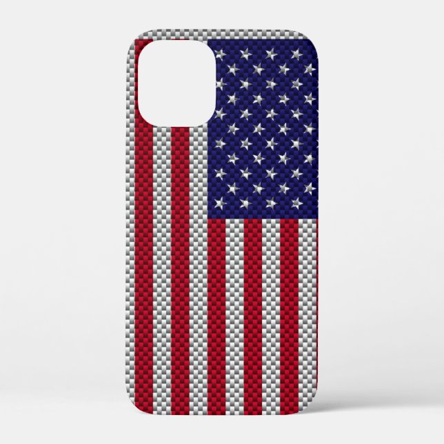 US Flag on Carbon Fibre Style Print Case-Mate iPhone Case (Back)