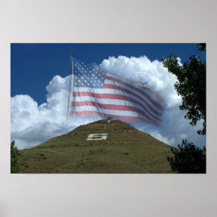 US Flag Over Tenderfoot Hill Poster