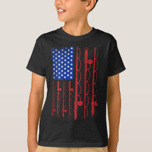 Us Flag Patriotic Fishing Gifts 4th Of July Design T-Shirt
