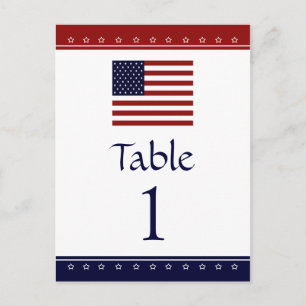 US Flag Patriotic Party Table Number Cards