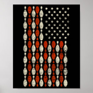 Us Flag Patriotic Proud American Bowler Gift Bowli Poster