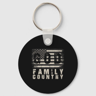 Us Flag Patriotic Veteran God Family Country Memor Keychain