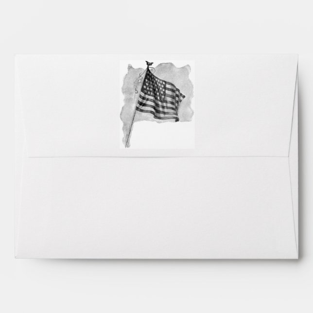 US Flag Patriotic Vintage Art Envelope (Back (Top Flap))