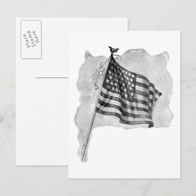 US Flag Patriotic Vintage Art Postcard (Front/Back)