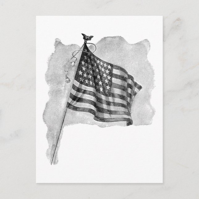 US Flag Patriotic Vintage Art Postcard (Front)