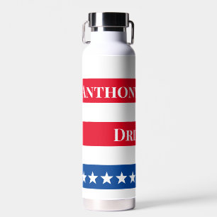 US Flag Personalized Red White and Blue Water Bottle