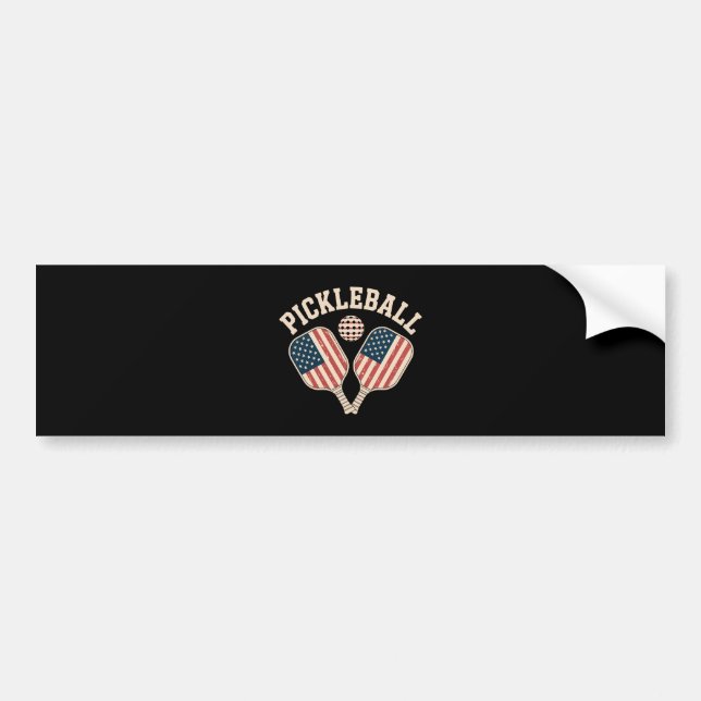 US Flag Pickleball Player Bumper Sticker (Front)