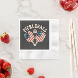 US Flag Pickleball Player Napkin