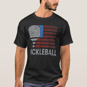 US Flag Pickleball Player Paddleball Lover Fathers T-Shirt