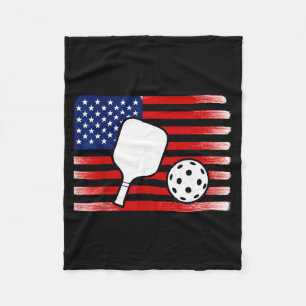Us flag pickleball player paddleball lover fleece blanket