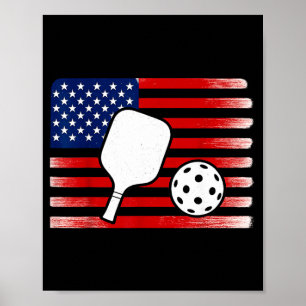 Us flag pickleball player paddleball lover  poster