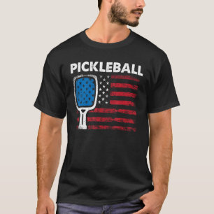 US Flag Pickleball Player Paddleball T-Shirt