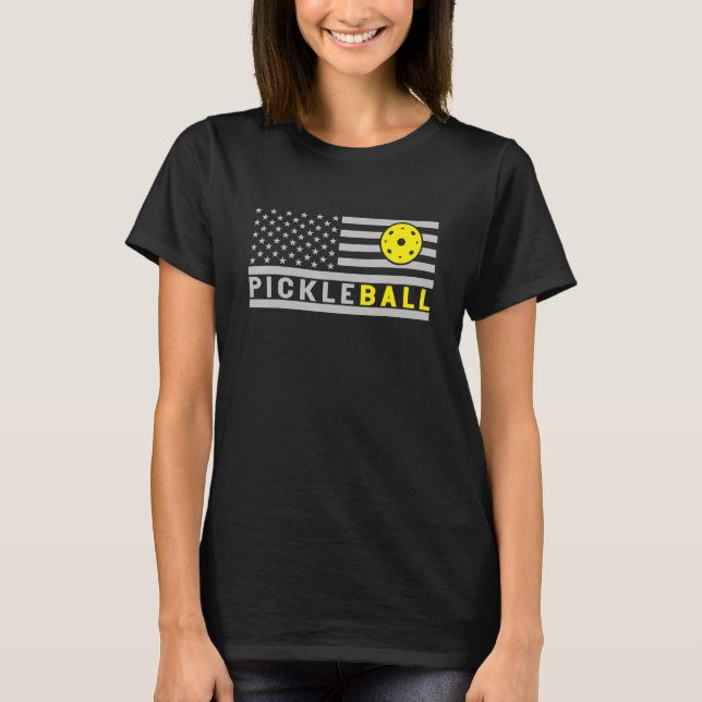 Us Flag Pickleball Player  Pickle Ball T-Shirt (Front)