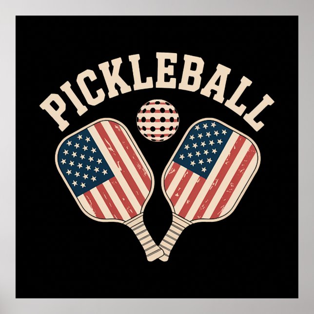 US Flag Pickleball Player Poster (Front)