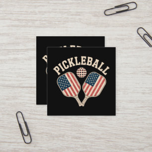 US Flag Pickleball Player Square Business Card