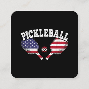 US Flag Pickleball Player Vintage Pickle Ball Love Square Business Card