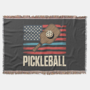 US Flag Pickleball Throw Blanket